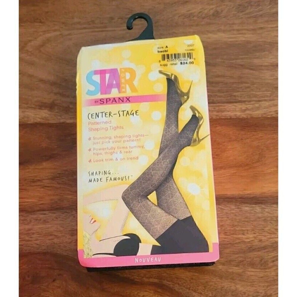 Spanx Star Power Black Center Stage Patterned Shaping Tights Size A New in Box